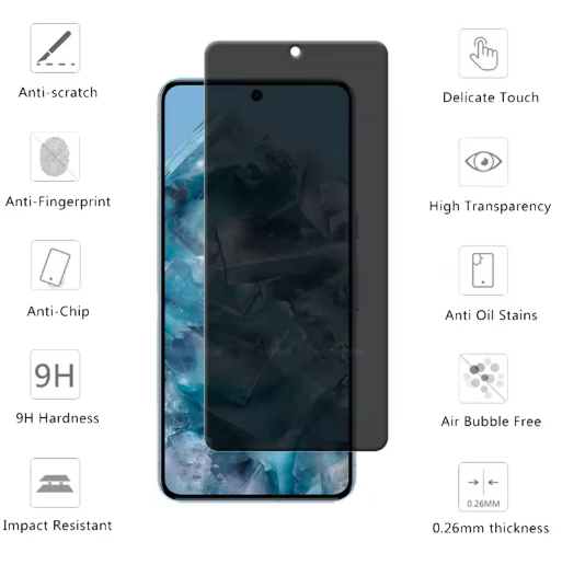 Google Pixel 8a Privacy Panzerglas/Schutzfolie