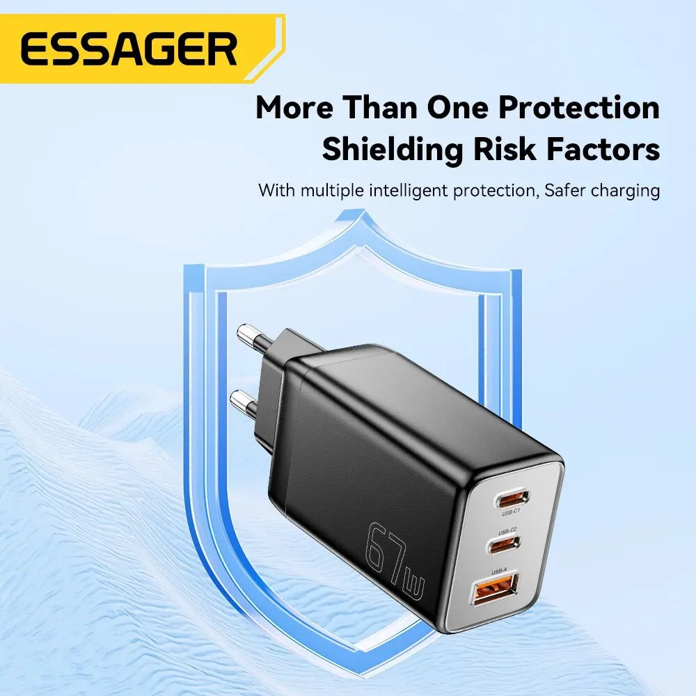 Essager 67W GaN Schnellladegerät (USB-C + USB-A)