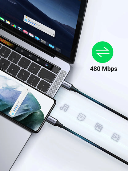 UGREEN USB-C 100W PD Schnellladekabel – Aluminium Stecker, Nylon geflochten