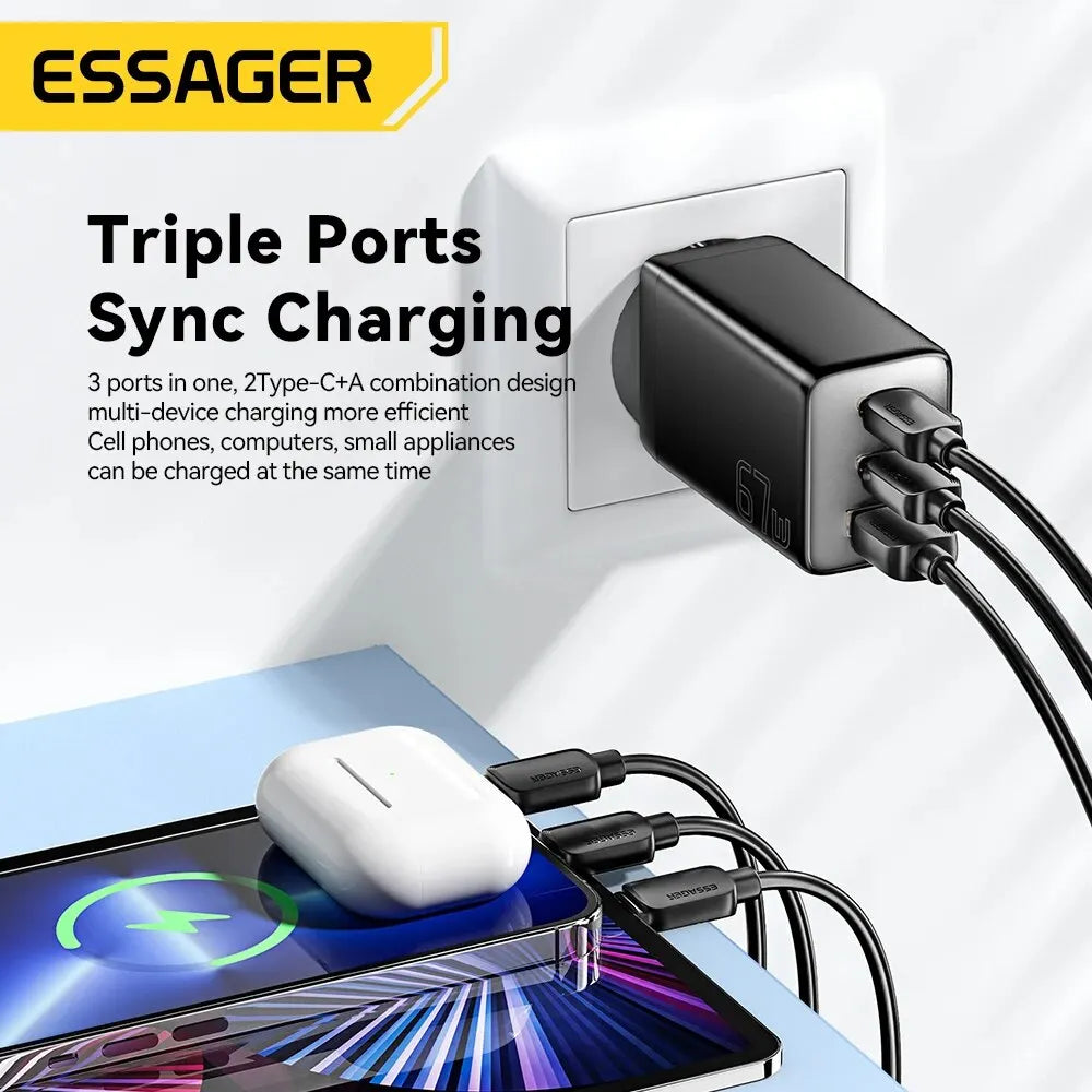 Essager 67W GaN Schnellladegerät (USB-C + USB-A)