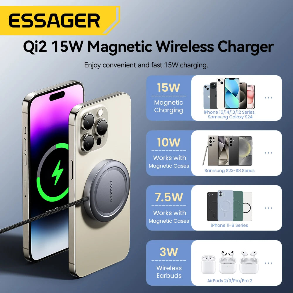 Essager Magnetisches Wireless Ladepad 15W (Qi2)
